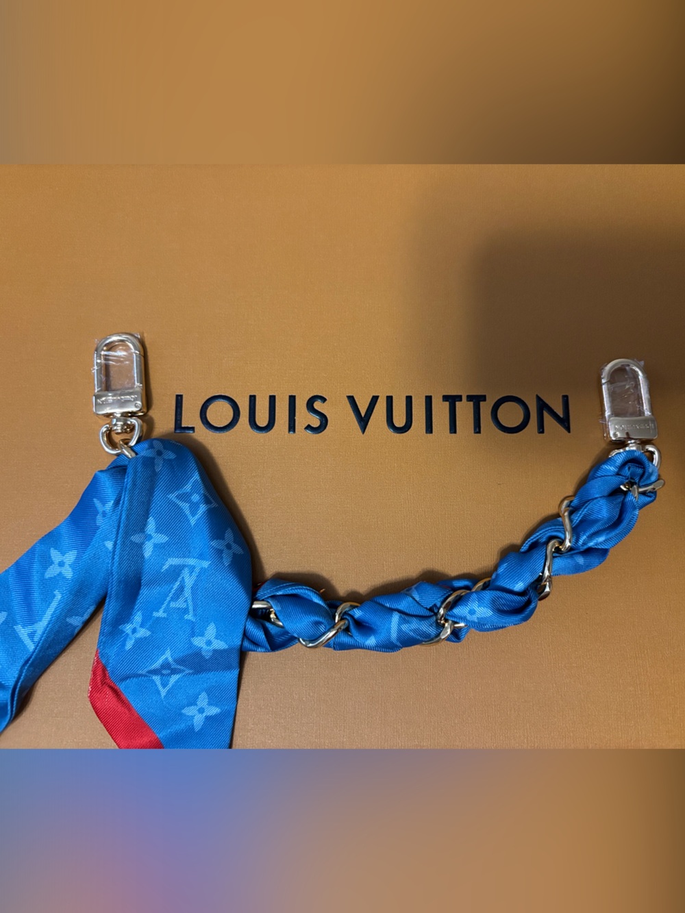 LV Blue Monogram Braided Purse Chain